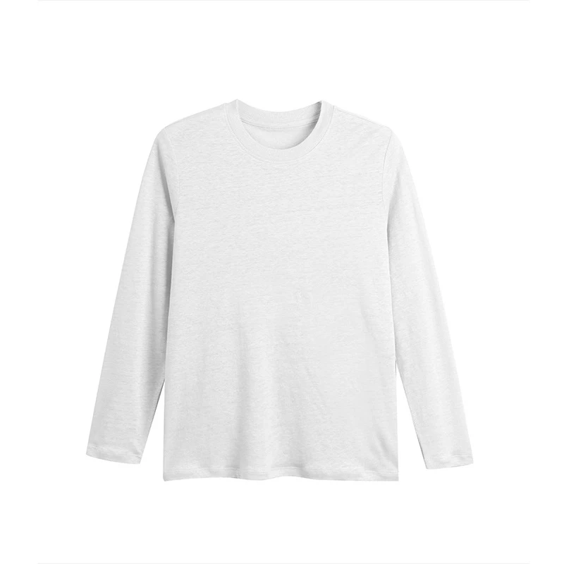 【I*O订单】极简洋气百搭柔和宽松圆领长袖亚麻T恤打底衫5916