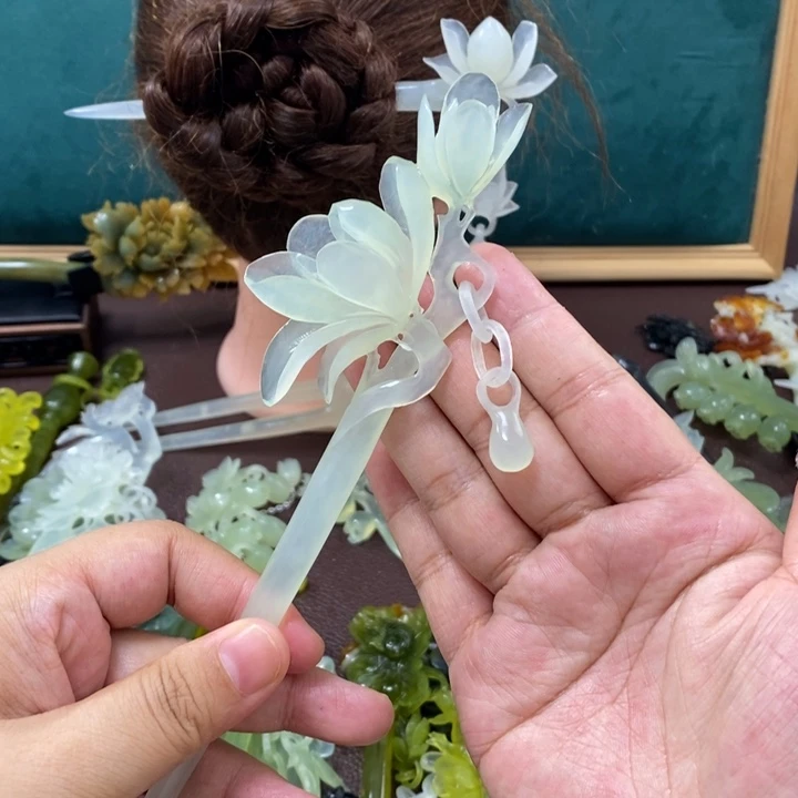 蛇纹石玉发饰未镶嵌美*妖