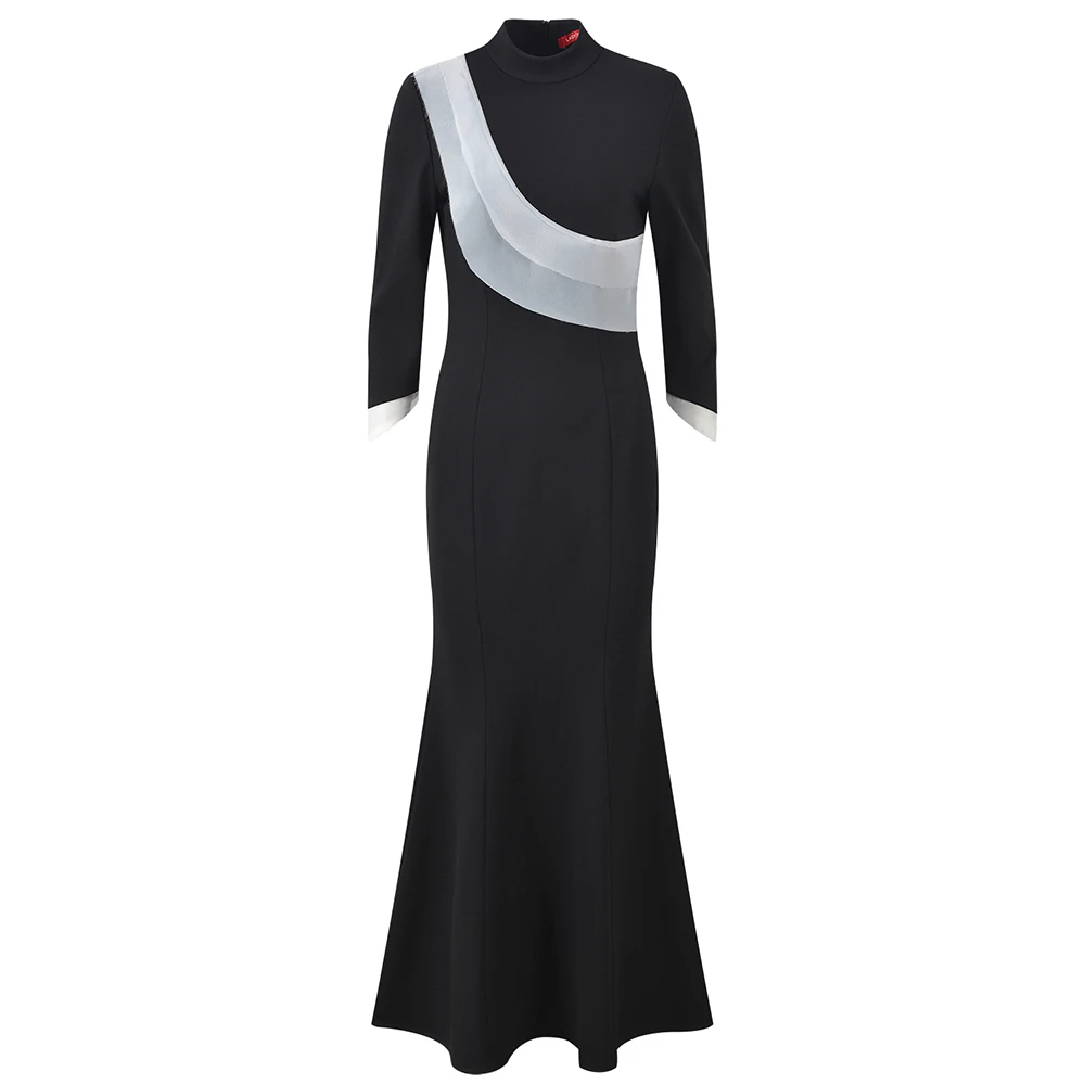 LADYPOWER黑白灰对丝渐变时尚鱼尾裙73150I