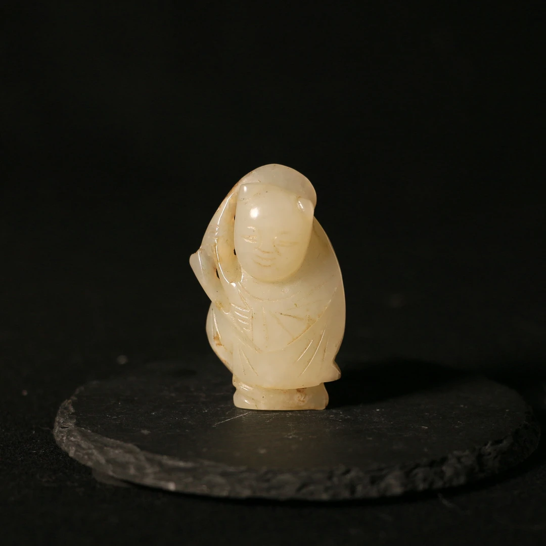 16F255清 白玉童子坠