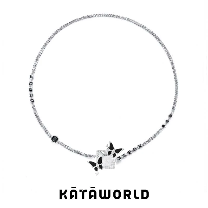 KATAWORLD 铜合金项链 【主理人】双生黑色蝴蝶项链立体项链