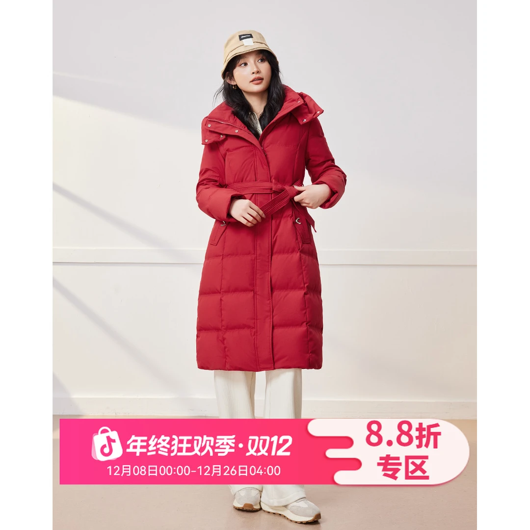 IEF/爱依服2025冬季新款简约通勤气质白鸭绒保暖羽绒长外套流光风