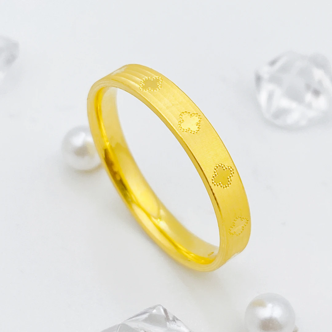 【飘飘严选】足金999  窄版炫彩四叶草戒指 1.58 17圈口