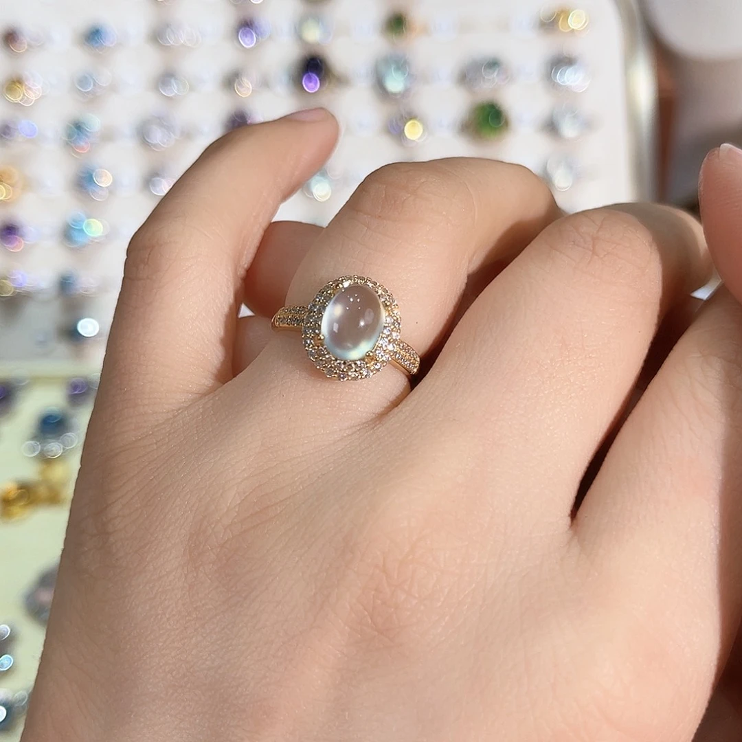 岫玉银S925镶嵌戒指戒指