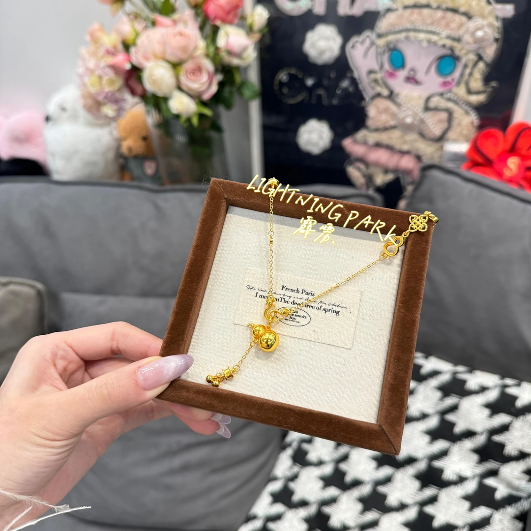 镀K金【霹雳配饰公园】新中式流苏光面胖葫芦吊坠项链