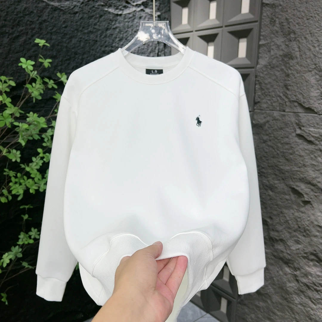 早秋圆领立体印花修身型长袖卫衣秋季春秋男士盐系潮流百搭7932