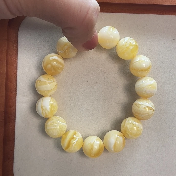手串琥珀未镶嵌金瓷白花单圈手串
