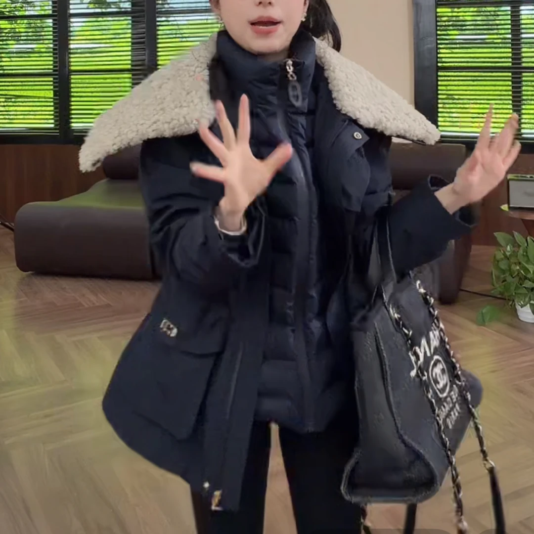 冬季新款时尚港风复古加厚短款派克服外套