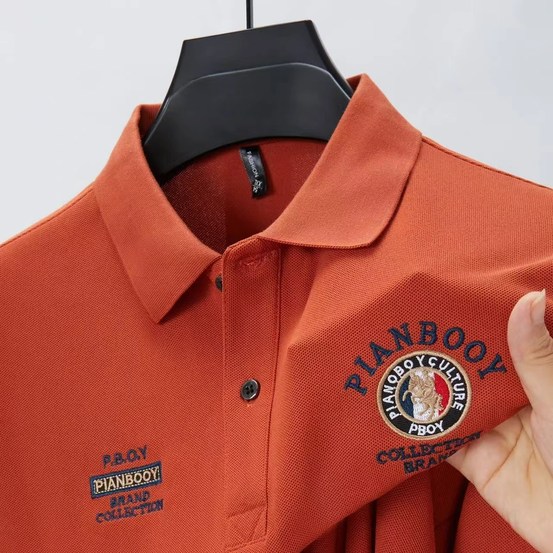 新款男士刺绣夏季宽松商务POLO衫翻领短袖休闲T恤上衣爸爸男装