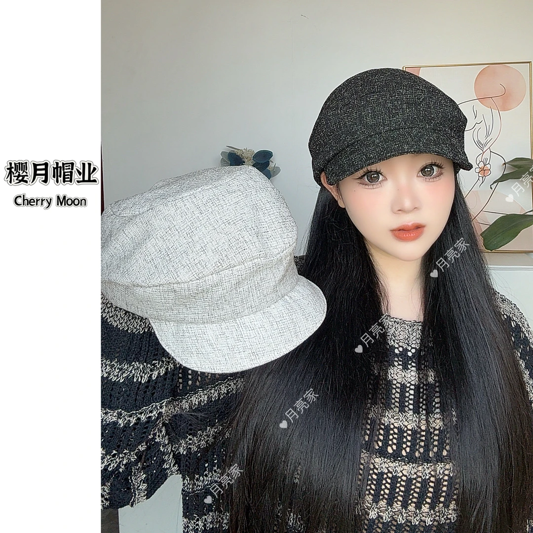 月亮家～(麻纹报童帽)2025秋冬韩版网红百搭时尚报童帽