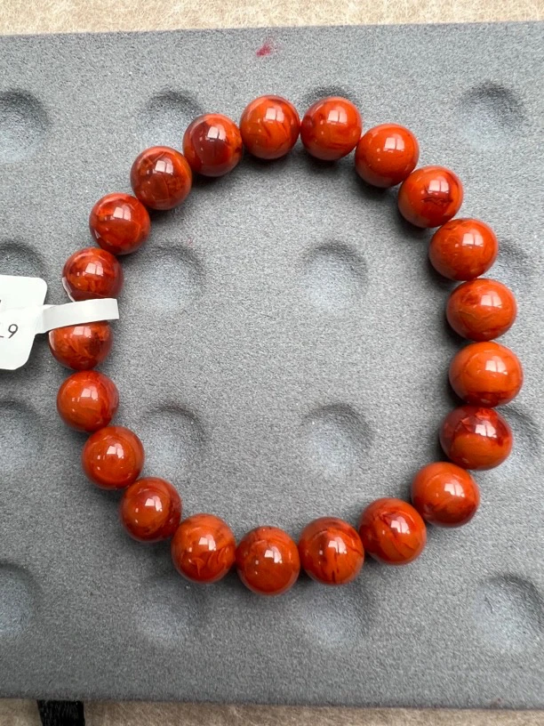 K89川料南红满肉牛血红火焰纹手串6-14mm尺寸可选，多样性发一件