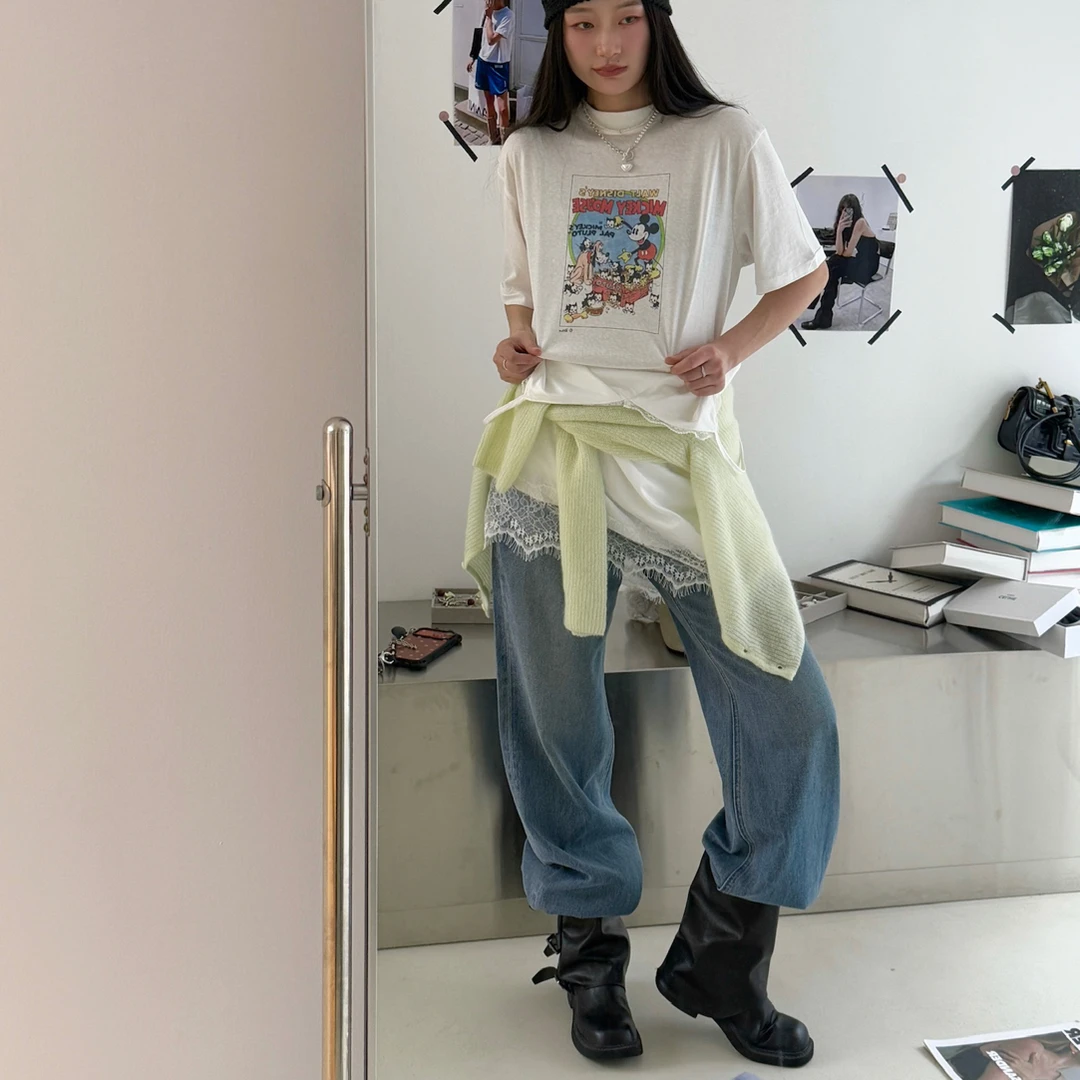VK新款卡通米奇印花短袖T恤女
