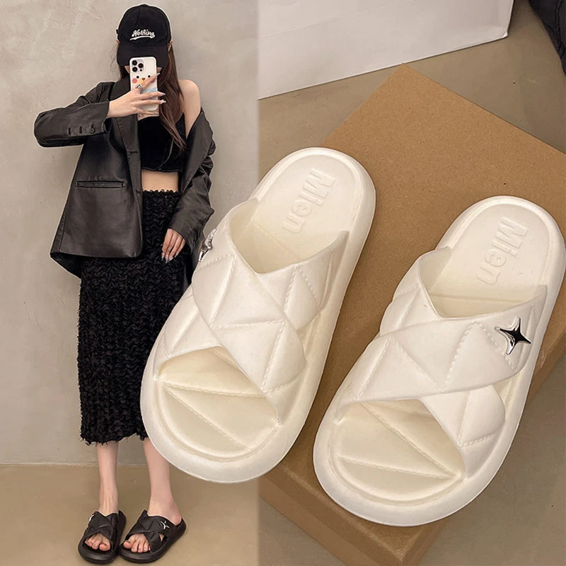 厚底凉拖鞋女款夏季家居室内浴室洗澡防滑eva踩屎感外穿沙滩拖鞋