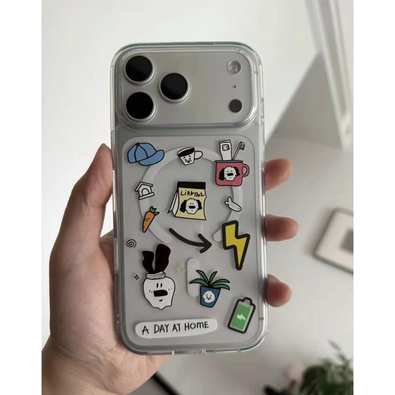 夕与空涂鸦小狗标签适用苹果16/17promax磁吸手机壳15/14/13/1211