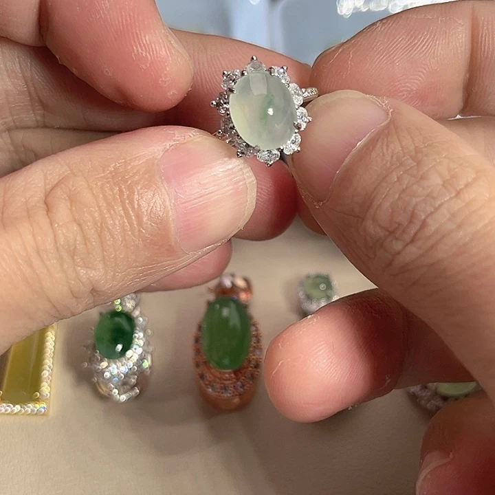 翡翠银S925镶嵌戒指