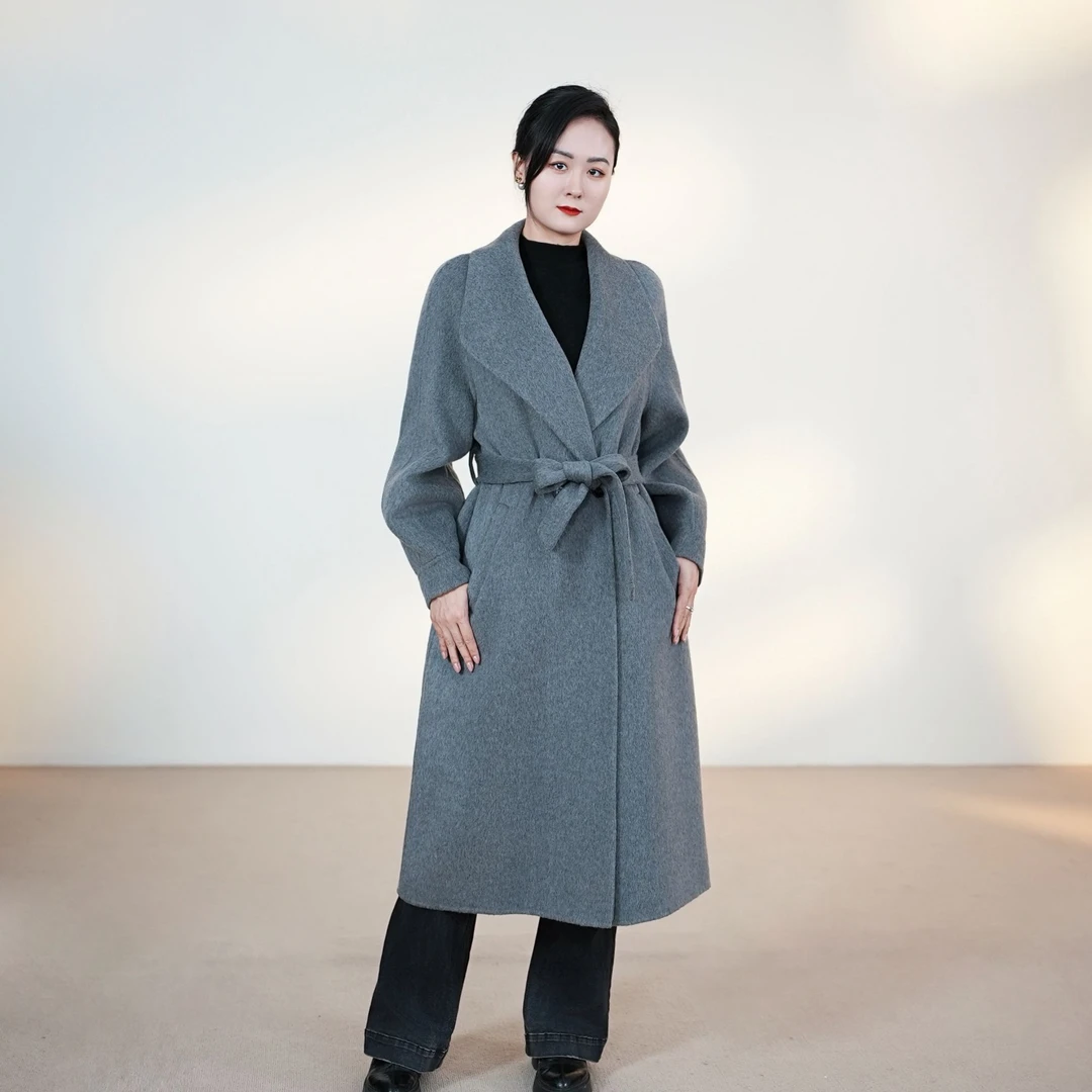 9119219316气质时尚休闲百搭秋冬女士中长款宽松大衣