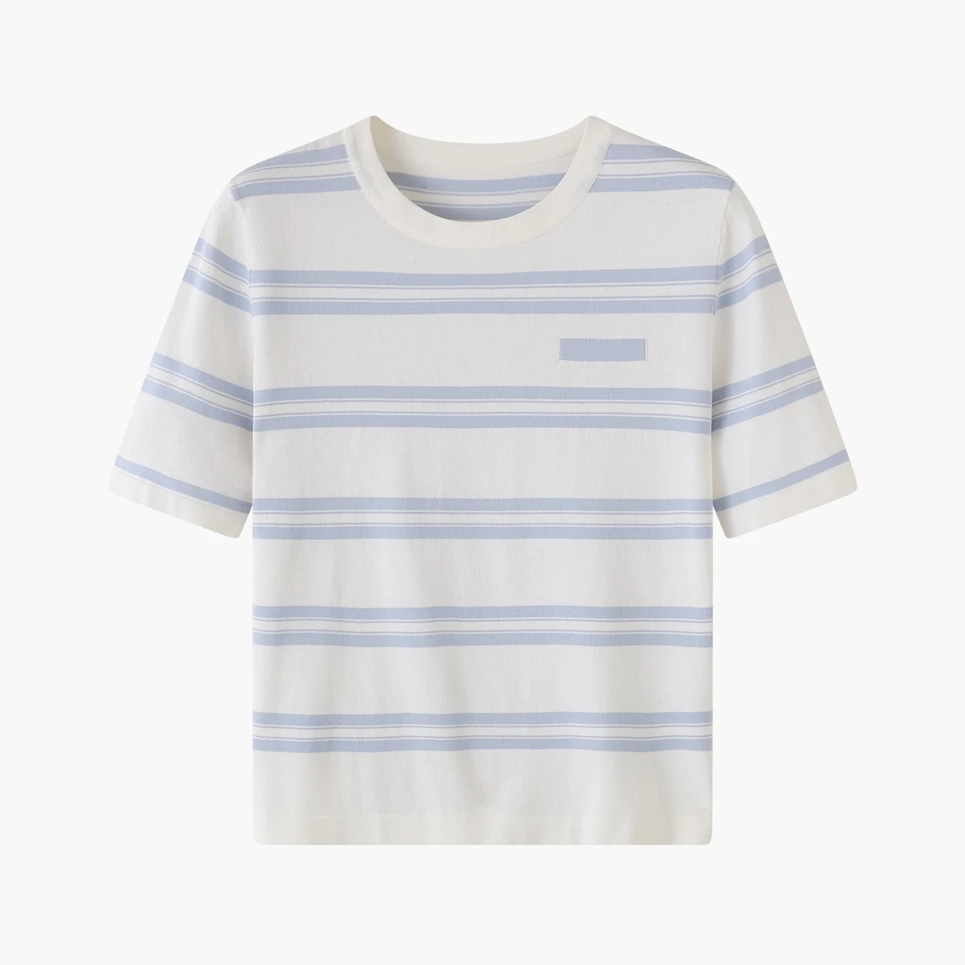 时尚百搭半袖经典套头拼色T恤-9295