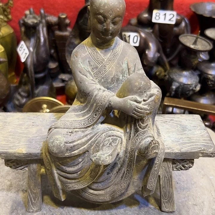 退***步黄铜摆件，文房工艺品摆件