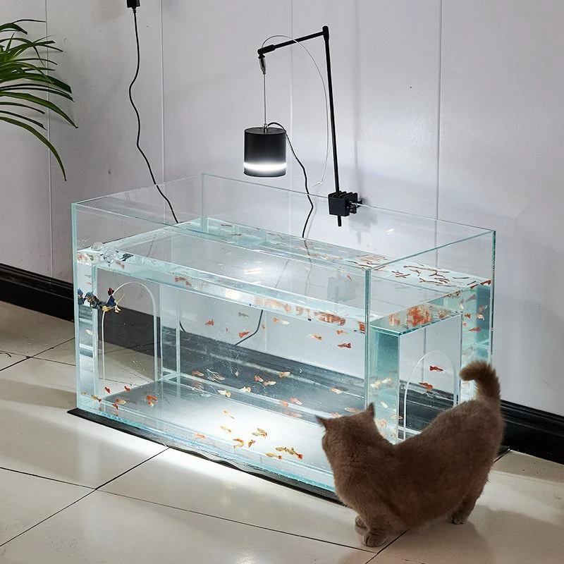 猫窝鱼缸网红猫咪金晶五线超白玻璃可防爆