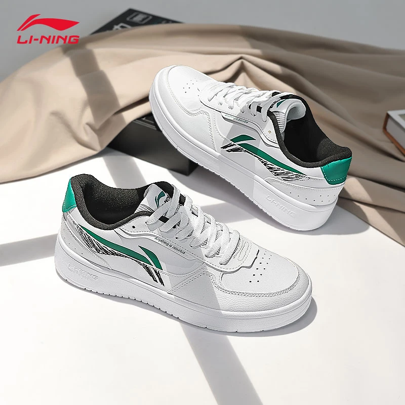 李宁都达男鞋板鞋2025夏季低帮时尚透气耐磨休闲鞋透气软弹板鞋