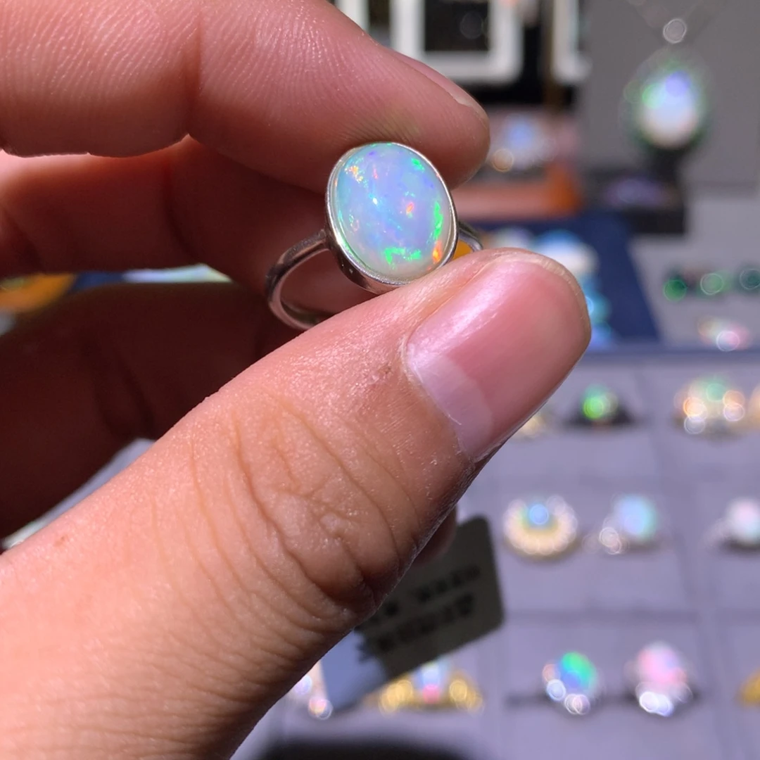 欧泊银S925镶嵌欧泊戒指