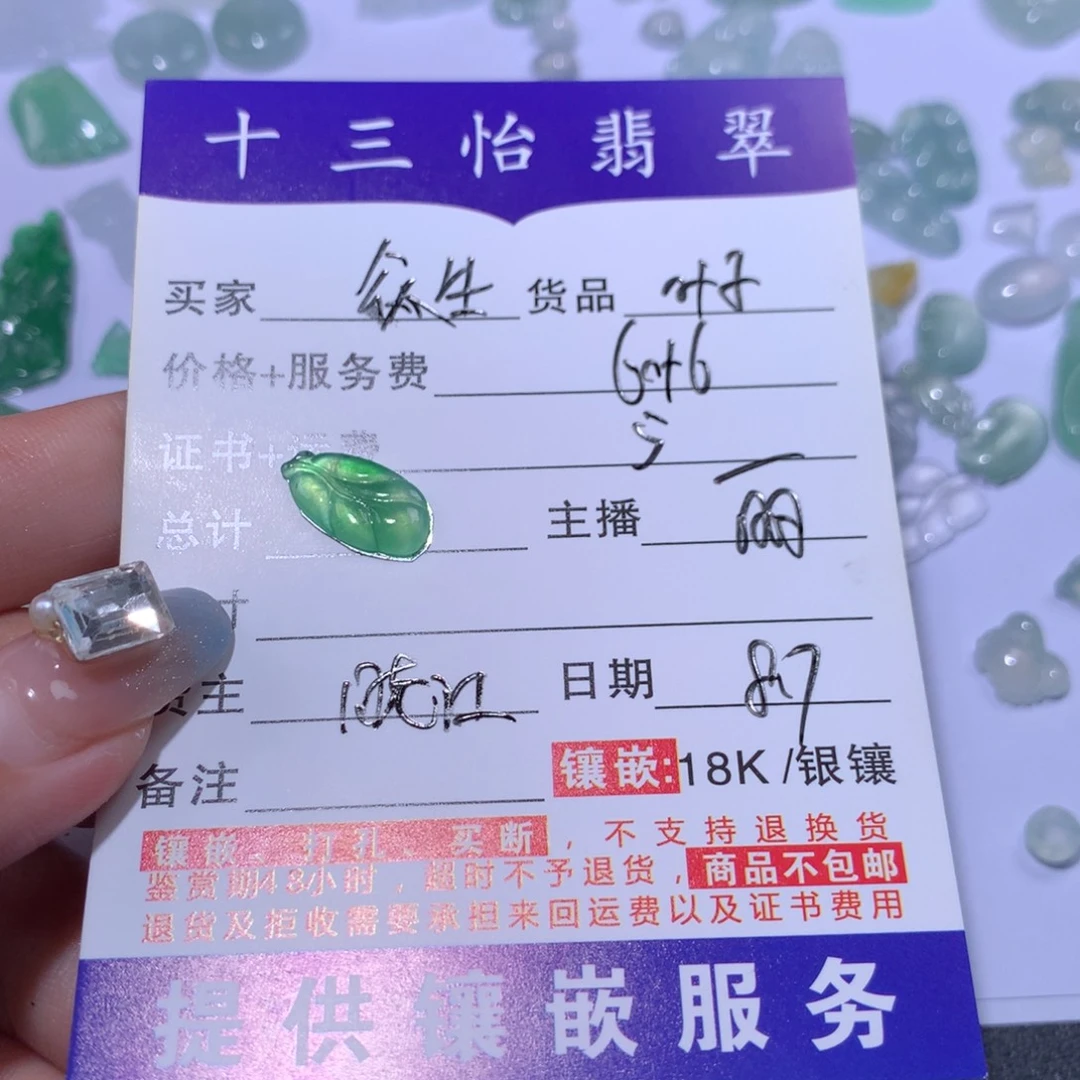 Z***H翡翠未镶嵌颈饰叶子