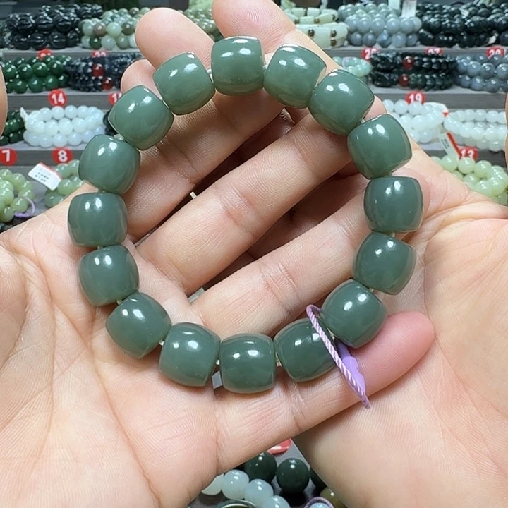 未镶嵌手链和田玉新疆且末蓝直切卡14