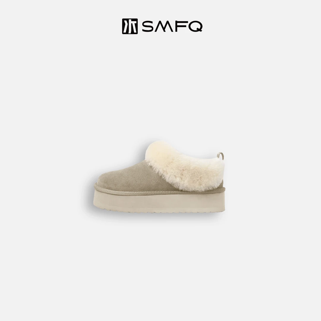 水木夫妻”踏雪“A级羊毛皮毛一体 秋冬保暖厚底雪地靴