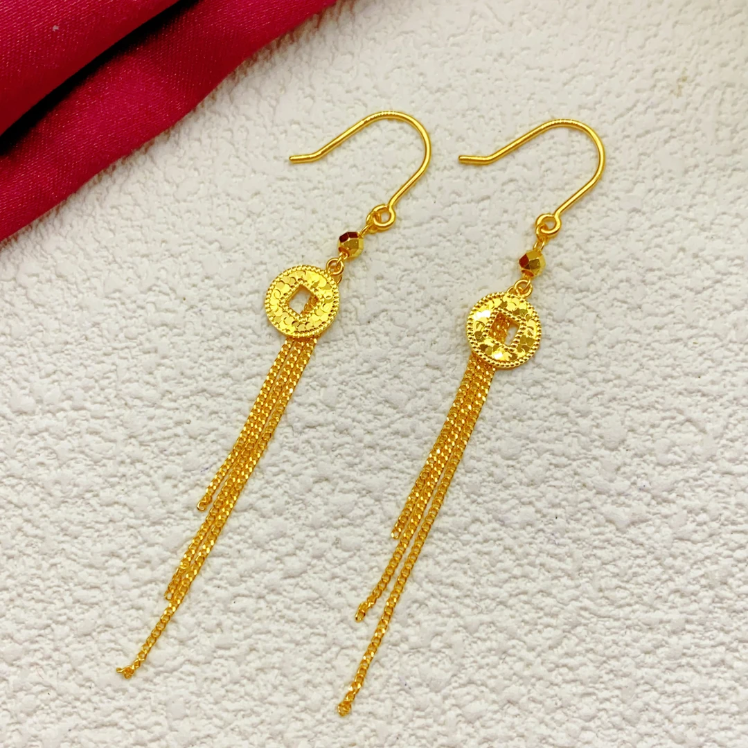 【木韵阁】足金999 5G黄金钱币耳钩时尚黄金精美大气 3.6