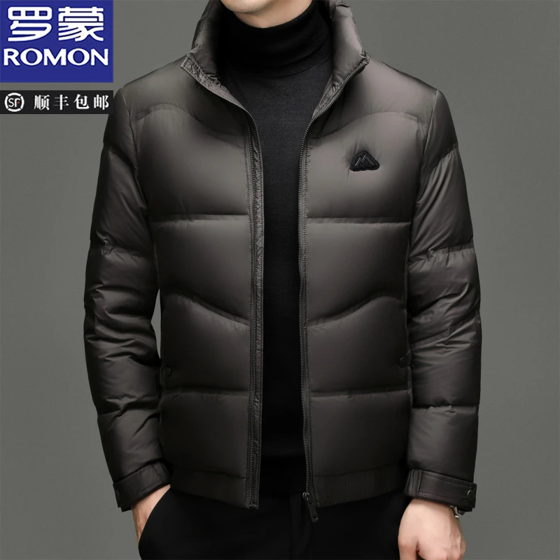 罗蒙冬季90绒新款羽绒服男士立领短款时尚休闲百搭加厚保暖外套男