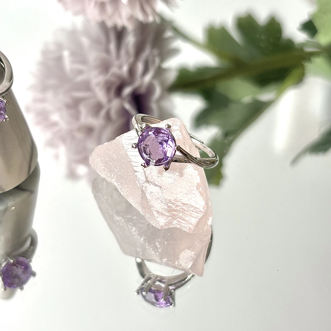 【紫火】紫水晶蛋面开口戒面小仙多样性发其一