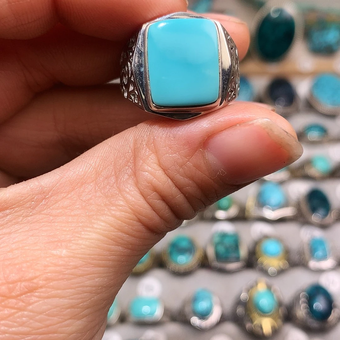 绿松石挂件银S925镶嵌