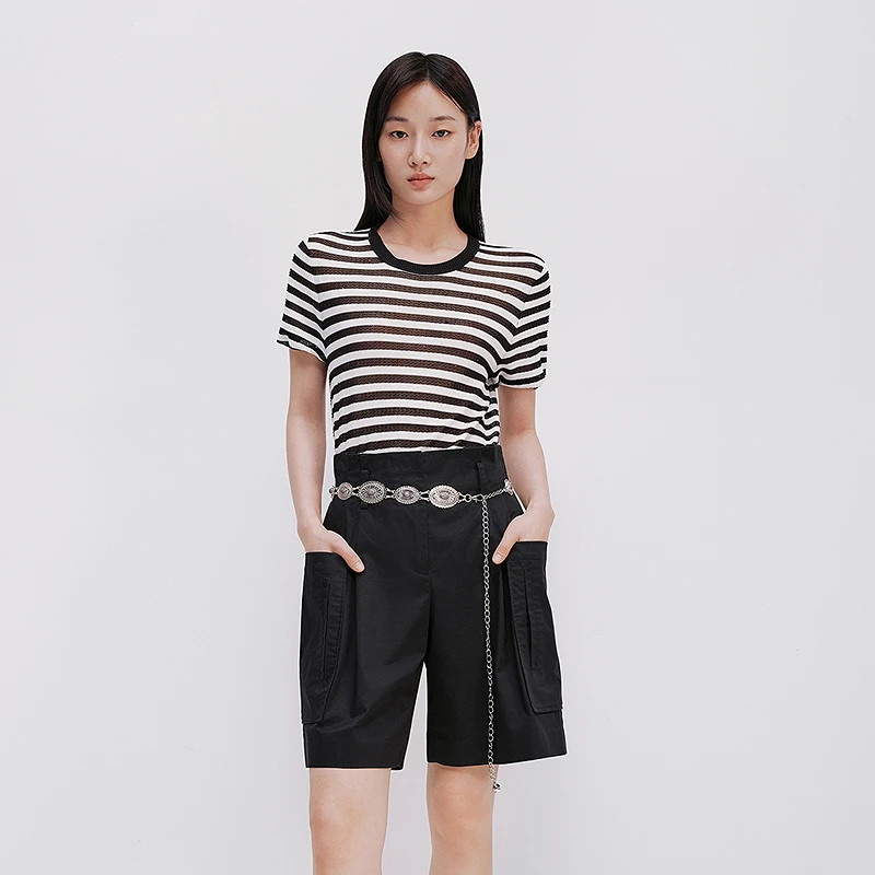 【都市漫游】HPLY荷比俪夏女航海风条纹通勤休闲针织HYF26650168