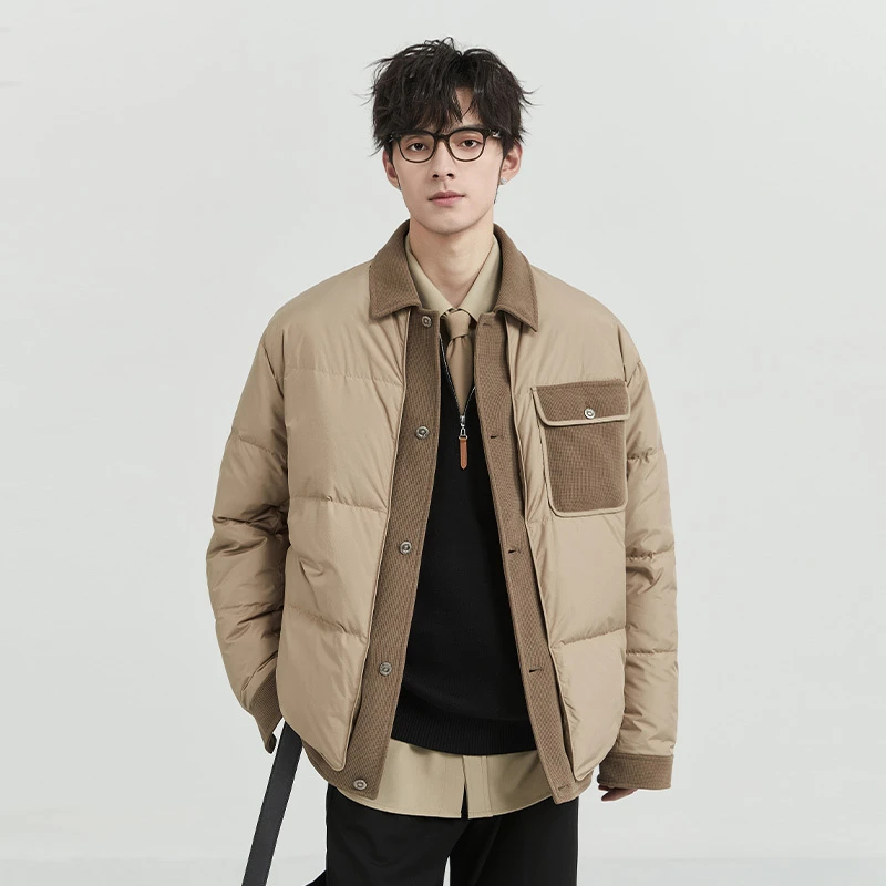 DH深冬秋冬保暖简约时尚拼接假两件设计感羽绒服K451457