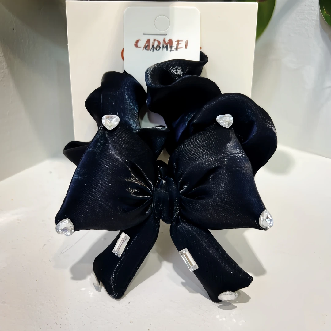 春季新款爆款立体蝴蝶结大号胖结大肠圈ins气质珠光纱透气百搭