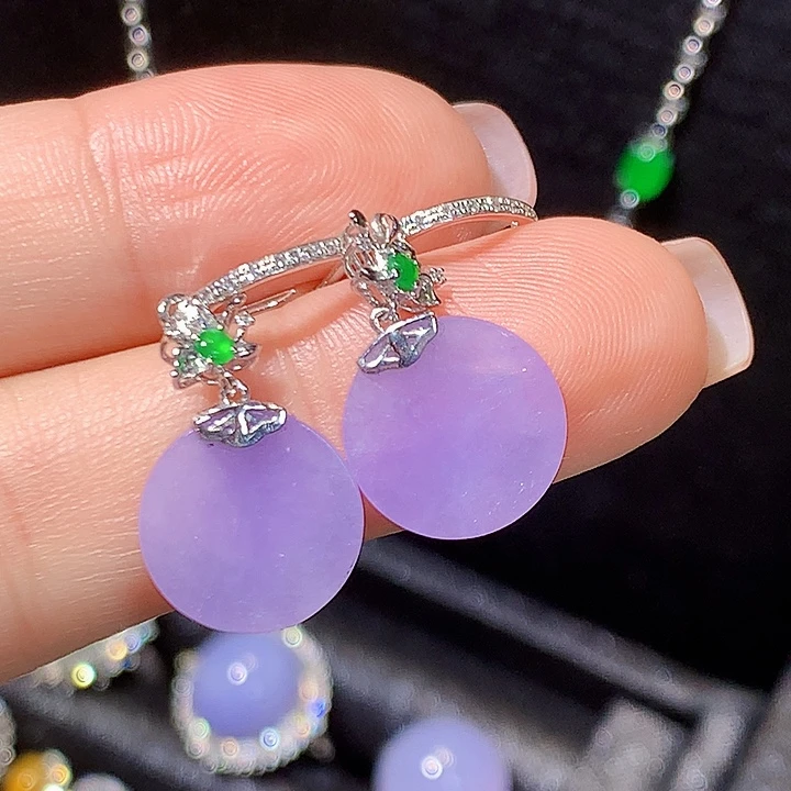 翡翠18K金镶嵌耳饰