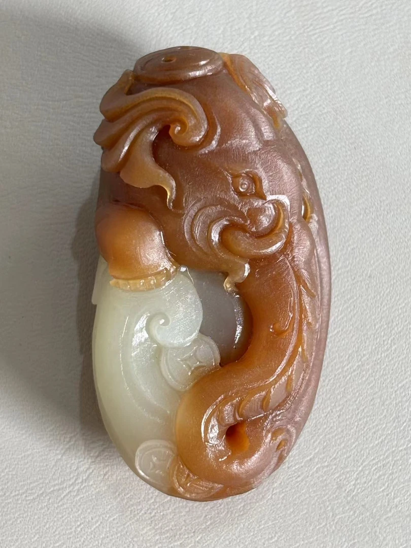 新疆和田玉且末糖白大象手把件挂件纯手工雕刻俏色吊坠一手货源