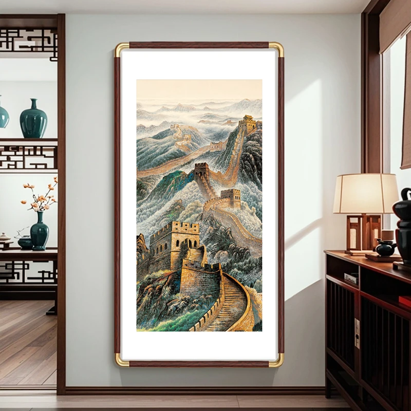 客厅挂画装饰画壁画山水画山水办公室长城背景墙鸿运当头楼梯可以