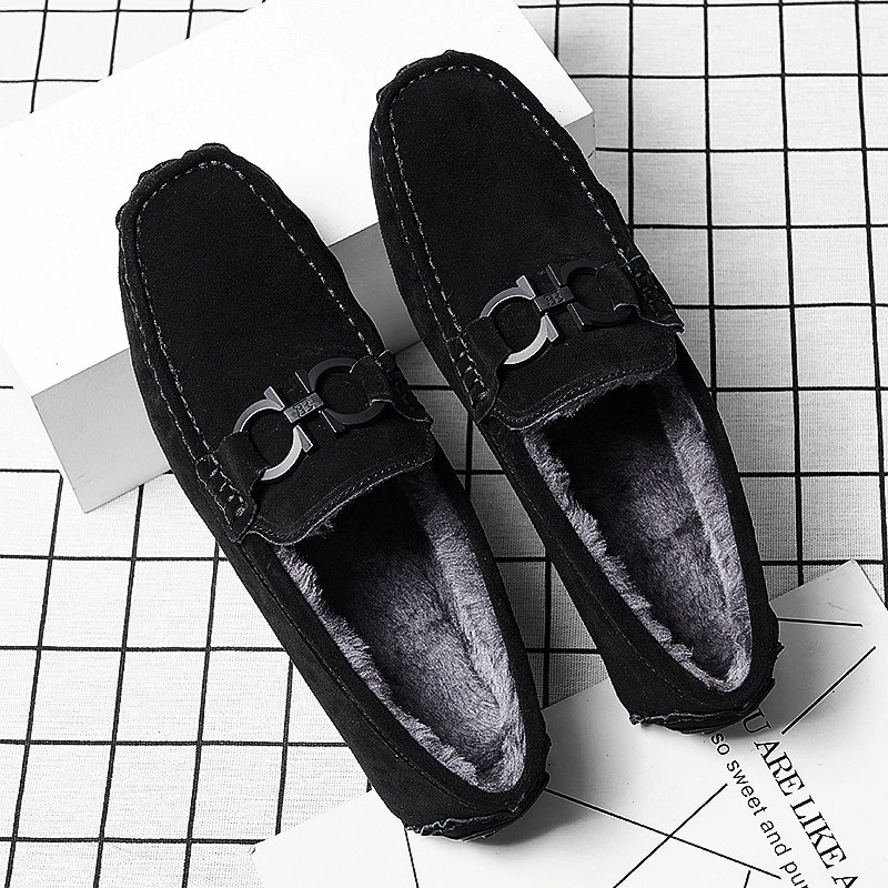 男士豆豆鞋男款冬季款2025新款百搭加绒休闲棉鞋子男鞋痞帅干净感