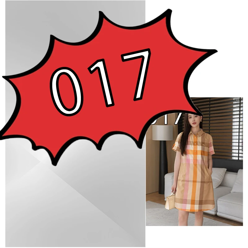 【017】时尚英伦风商务休闲街头气质通勤短袖格子连衣裙155006