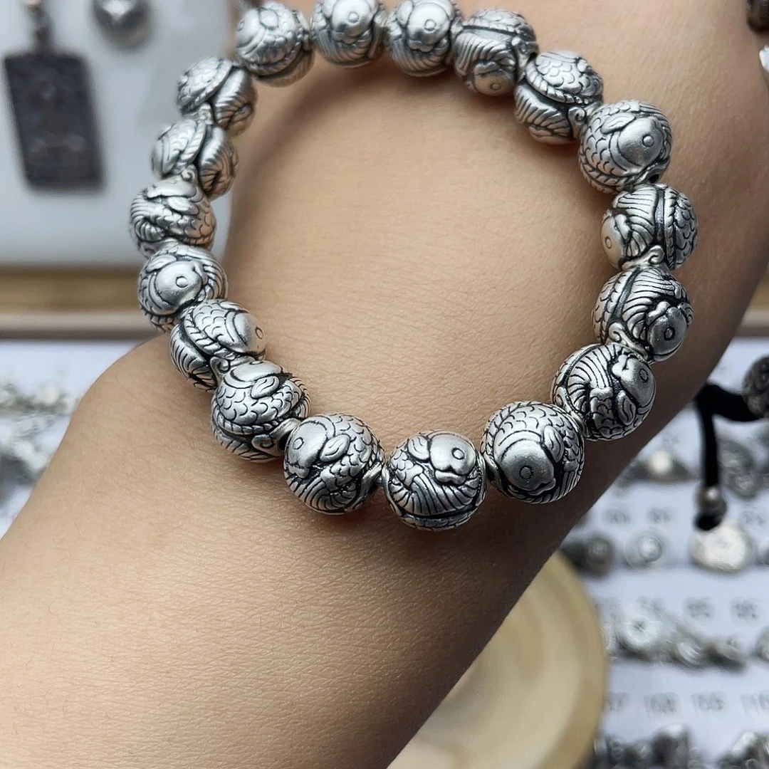 足银皮质足银999小鱼手串