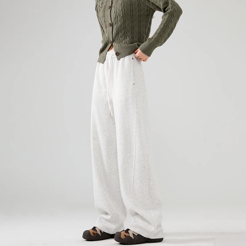 秋季休闲简约铆钉镰刀裤新款女高腰显瘦百搭卫裤阔腿裤拖地41042