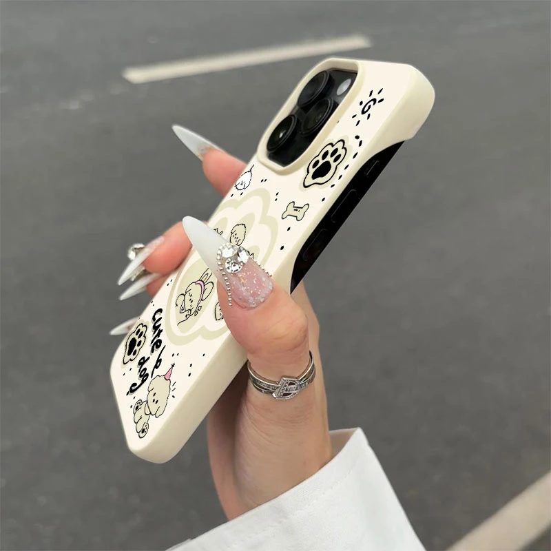 小狗掌印半包款软壳适用苹果16/15promax手机壳iphone14/12/11/13