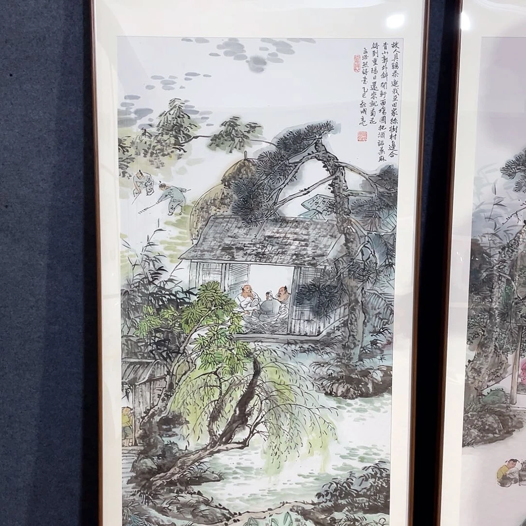 国画手绘画作品带框80/160