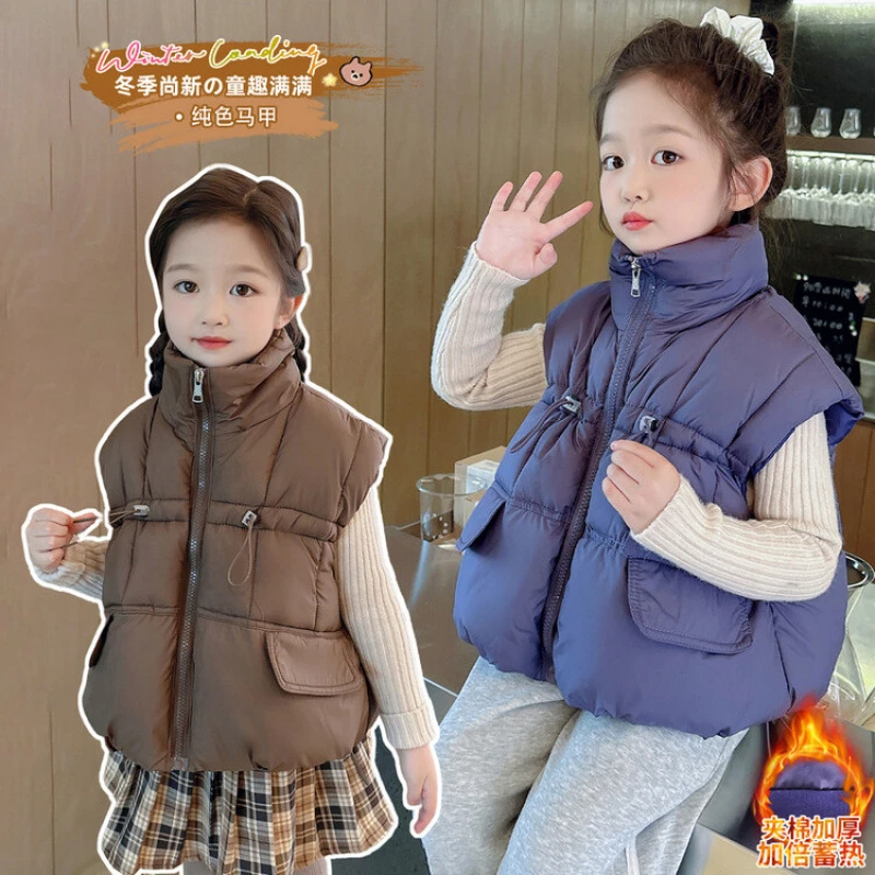 女童马甲2025新款秋冬装儿童背心外套小女孩冬季加厚马夹外穿潮流