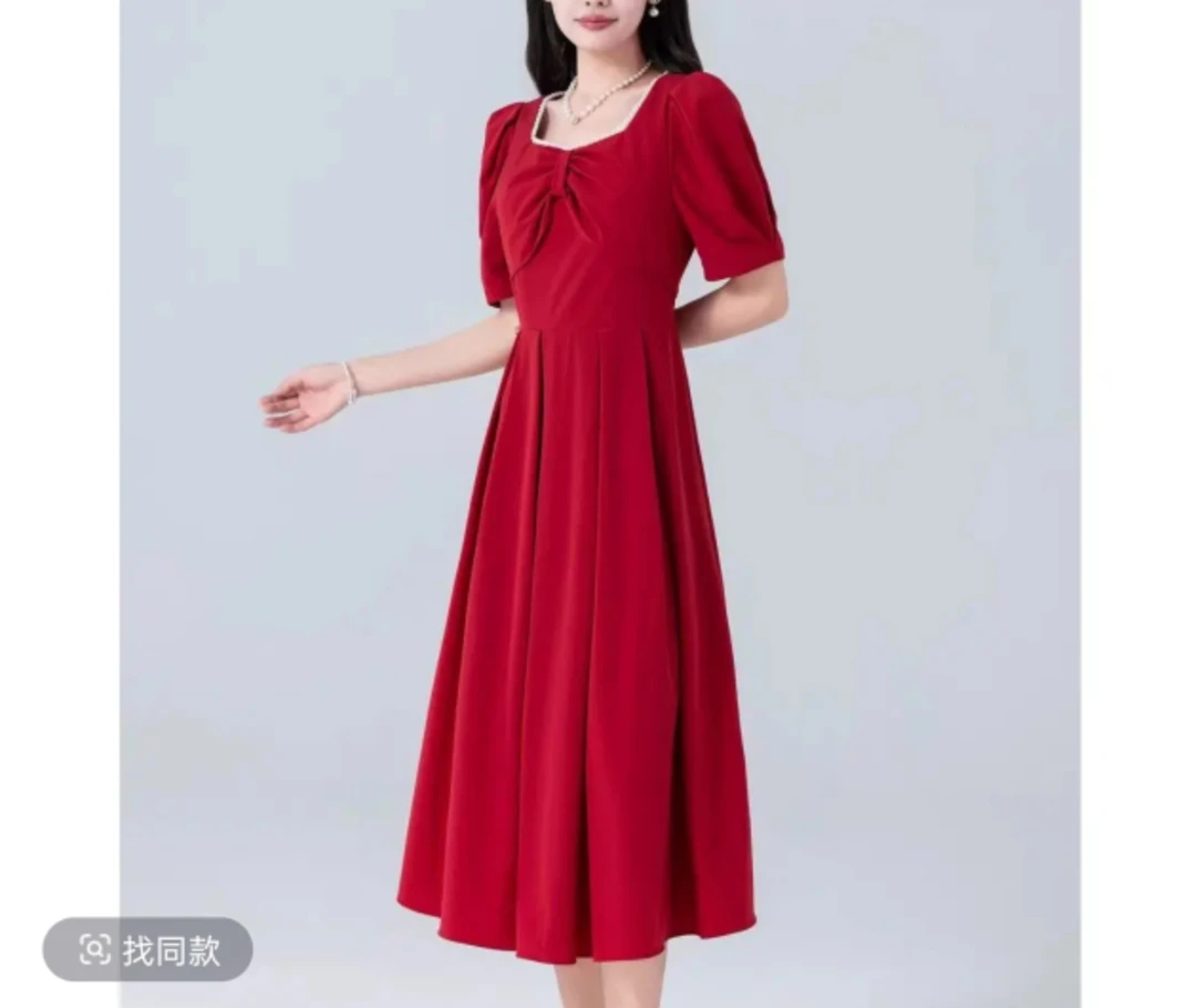 H1486法式赫本风连衣裙2025年夏季新款收腰显瘦中长款女士裙L6