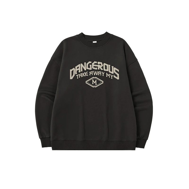 2024秋冬新品潮牌休闲宽松火焰一体绒圆领卫衣