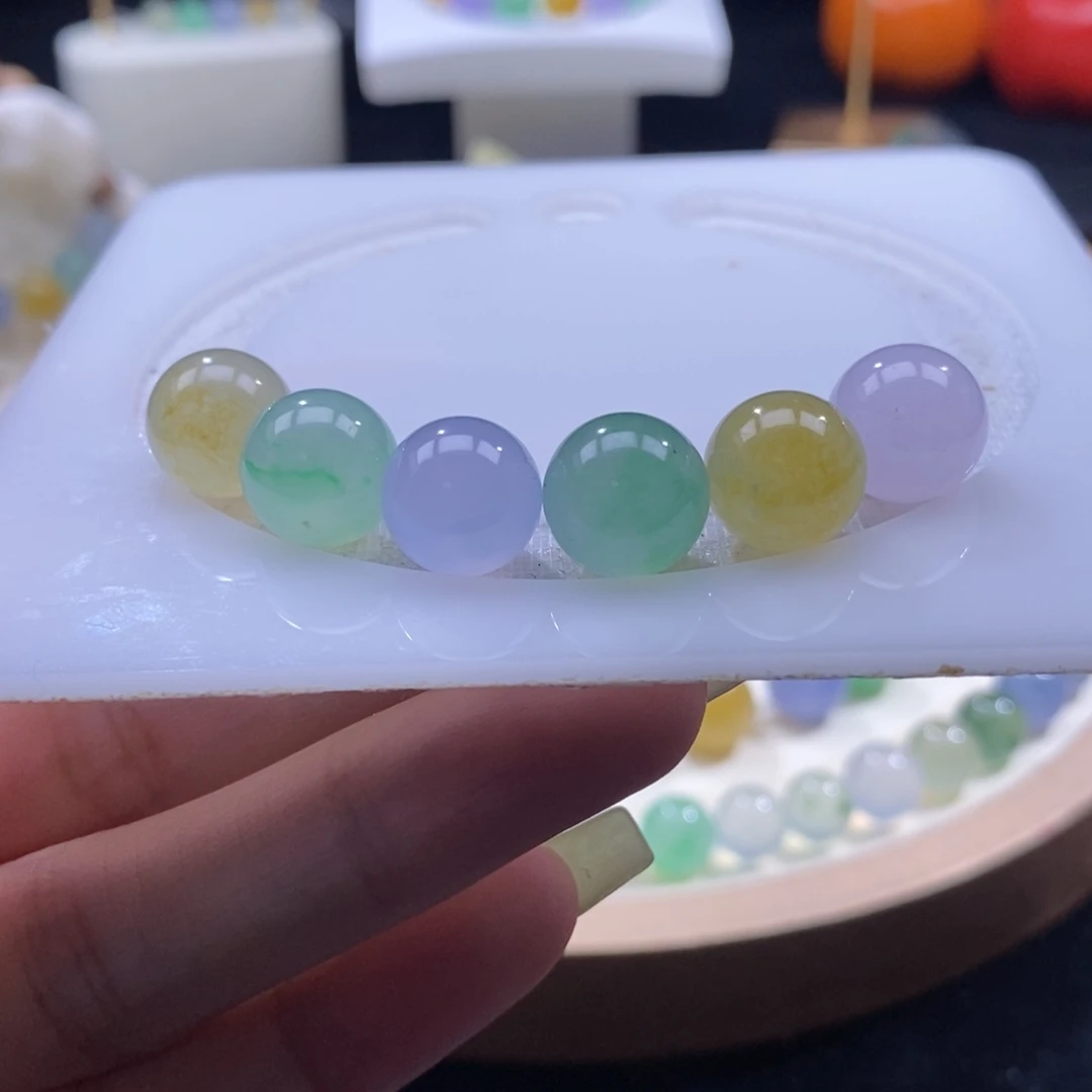 翡翠未镶嵌颈饰冰甜色圆珠