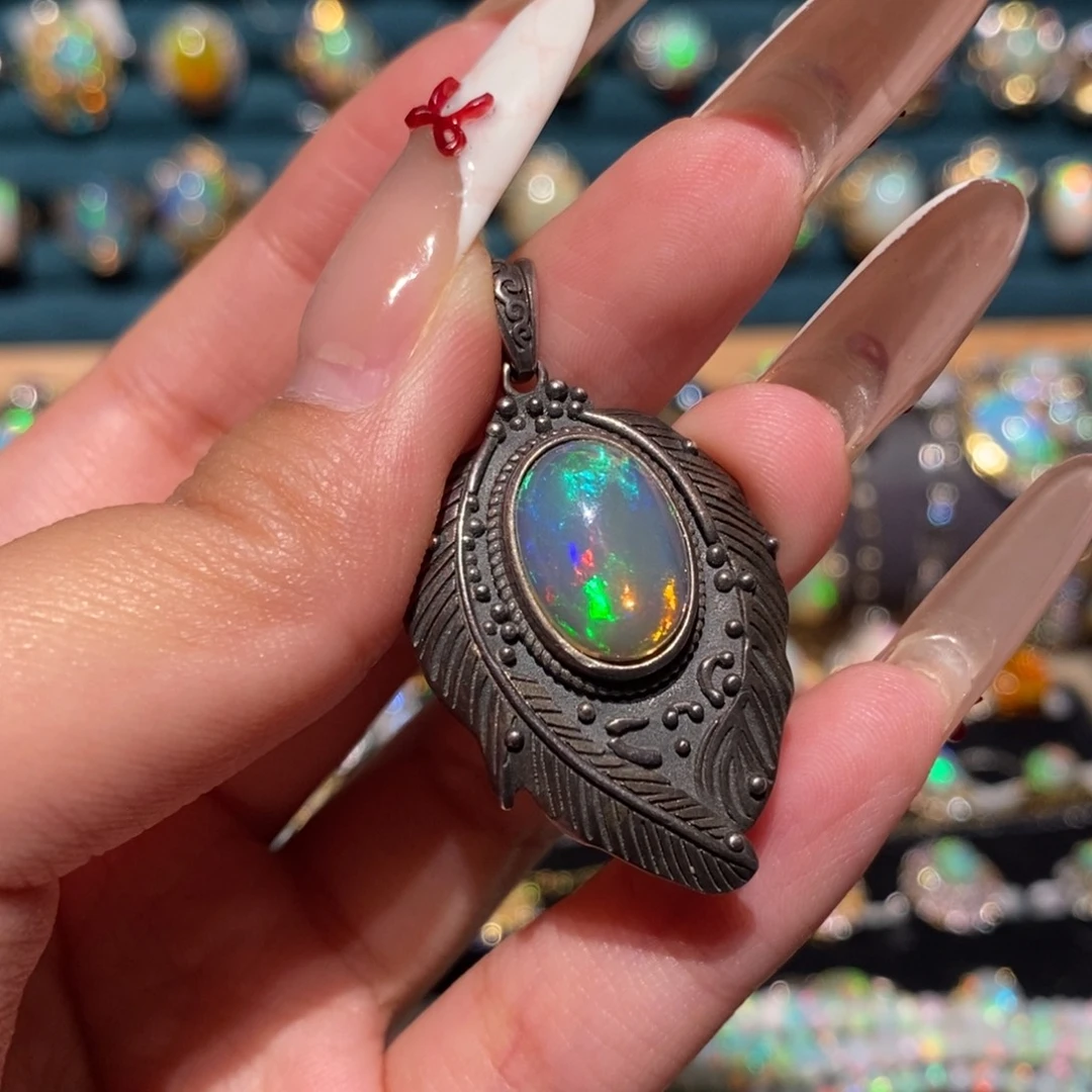 欧泊银S925镶嵌吊坠