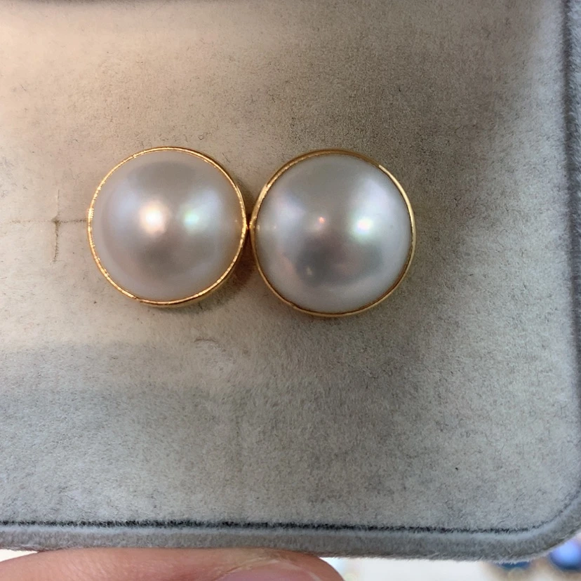 【闪购商品】耳饰拼合珍珠（马贝珠）18K金镶嵌